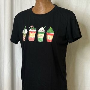 Christmas drinks‎ Black Casual T-Shirt